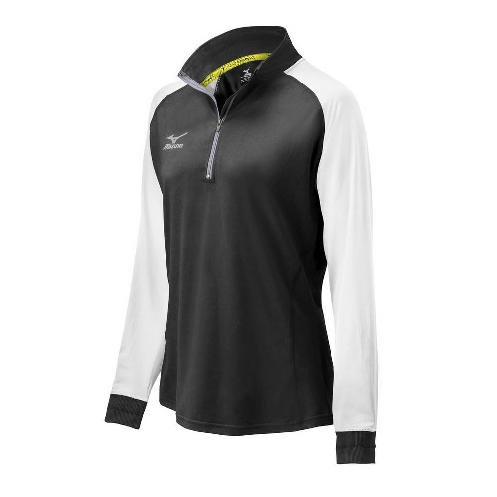 Damske Bundy Mizuno Elite 9 Prime 1/2 Zip Čierne/Biele Vypredaj EADU62841